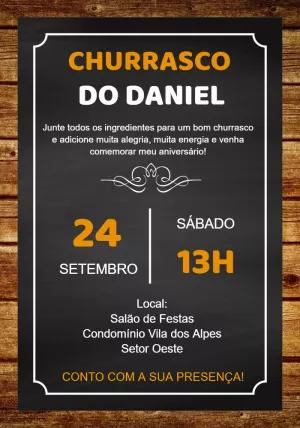 Convite de Aniversário Churrasco Estilo Lousa para Editar