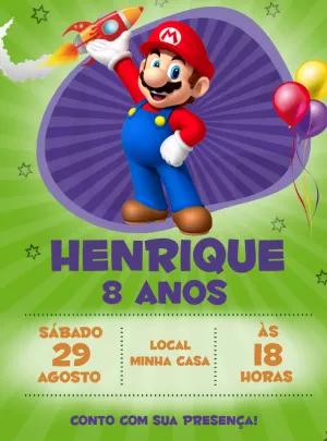 Convite de Aniversário Super Mario para Editar Online