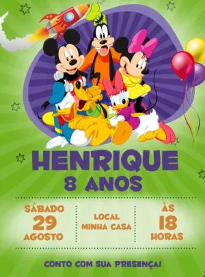 Convite de Aniversário Turma do Mickey para Editar Online