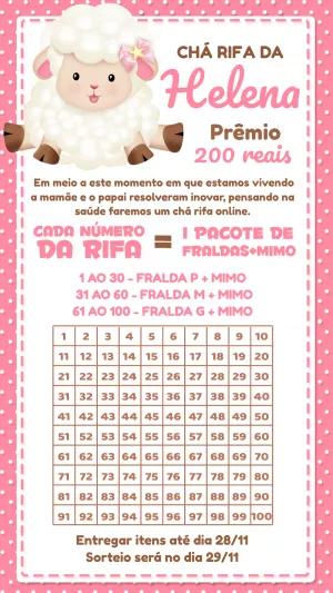 Convite Chá Rifa Ovelhinha Menina para Editar Online