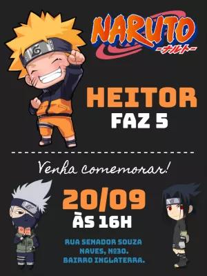 Convite de Aniversário Naruto com Personagens para Editar Online