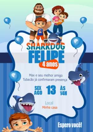Convite de Aniversário Tubacão com Personagens para Editar