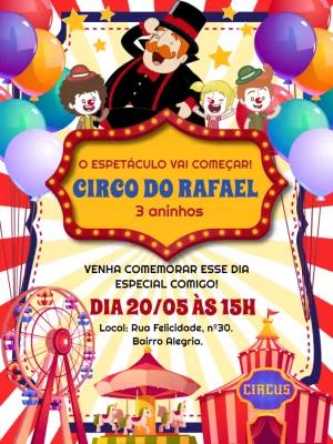 Convite Aniversário Circo do Mundo Bita para Editar Online