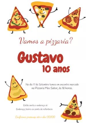 Convite Aniversário Tema Pizzaria Editável Online