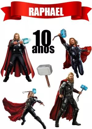 Topo de Bolo Thor Editável Online para Aniversário