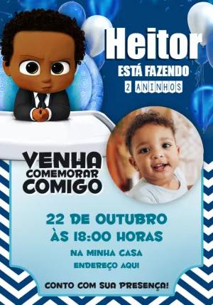 Convite Aniversário Poderoso Chefinho Negro com Foto para Editar