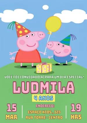 Convite de Aniversário Peppa Pig para Editar Online