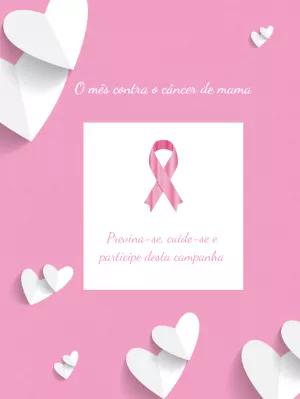 Post Editável Outubro Rosa com Laço para Campanha Online