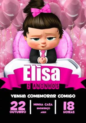 Convite Aniversário A Poderosa Chefinha para Editar Online