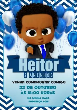 Convite Aniversário O Poderoso Chefinho Negro para Editar Online