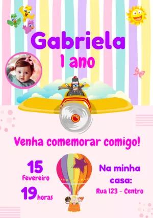 Convite Aniversário Mundo Bita com Foto para Editar Online
