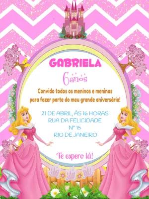Convite Aniversário Princesa Aurora para Editar Online