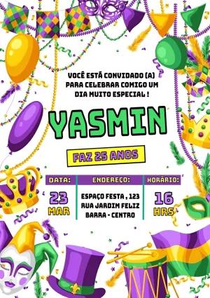 Convite de Aniversário Carnaval Festivo para Editar Online