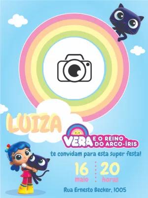 Convite Aniversário Vera e o Reino do Arco-Íris com Foto para Editar