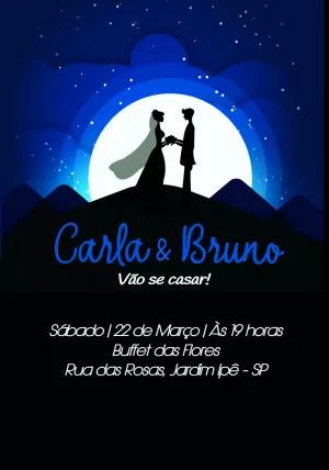 Convite de Casamento Noite Estrelada para Editar Online