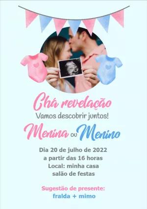 Convite Chá Revelação com Foto para Editar Online
