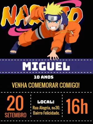 Convite de Aniversário Naruto para Editar Online Facilmente