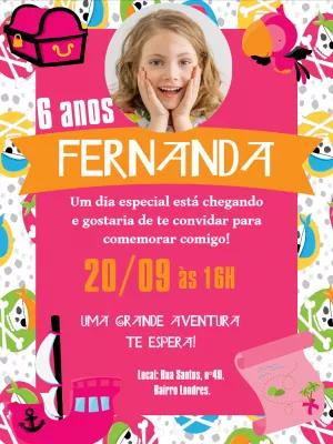 Convite de Aniversário Pirata com Foto para Editar Online