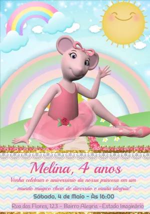 Convite Aniversário Angelina Balerina para Editar Online