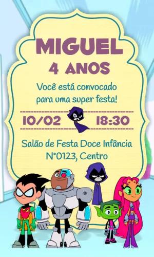 Convite de Aniversário Jovens Titãs com Personagens para Editar