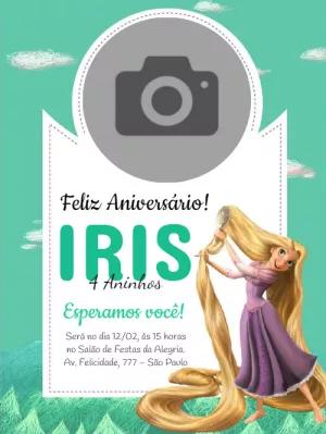 Convite Aniversário Rapunzel Enrolados com Foto para Editar