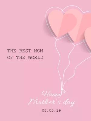 Mother's Day Card with Heart Balloons to Edit Online