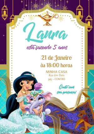 Convite de Aniversário da Jasmine Editável Online