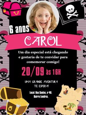 Convite de Aniversário Pirata com Foto para Editar Online