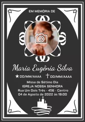 Convite Missa de Sétimo Dia com Foto Editável Online