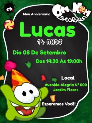 Convite de Aniversário Om Nom Cut The Rope para Editar Online
