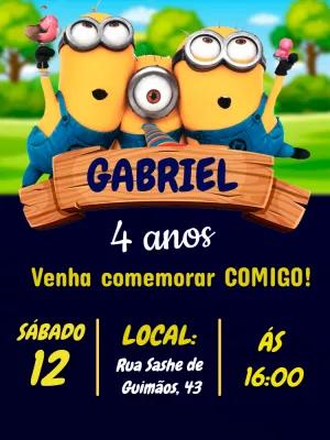 Convite de Aniversário Minions para Editar Online