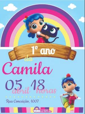 Convite Aniversário Vera e o Reino do Arco Íris para Editar