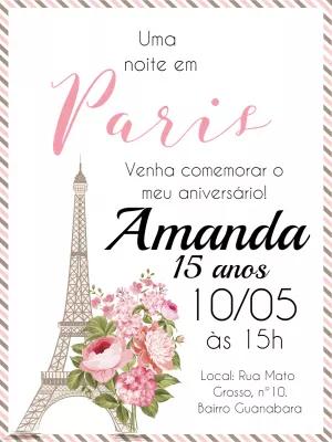 Convite de Aniversário Paris Elegante para Editar Online
