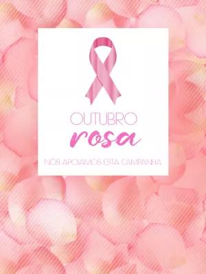 Arte Outubro Rosa com Laço e Flores para Editar Online