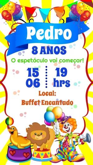 Convite de Aniversário Circo Mágico para Editar Online