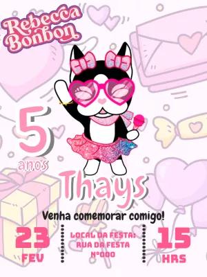 Convite de Aniversário Rebecca Bonbon para Editar Online