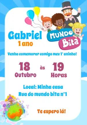 Convite de Aniversário Mundo Bita para Editar Online