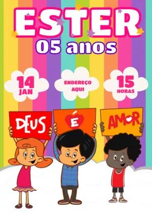 Convite Aniversário 3 Palavrinhas com Personagens para Editar