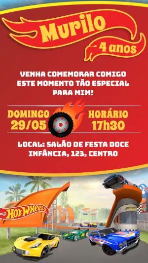 Convite de Aniversário Hot Wheels para Editar Online