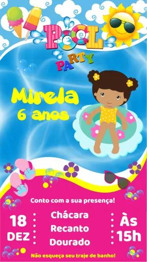 Convite Aniversário Pool Party Menina para Editar Online