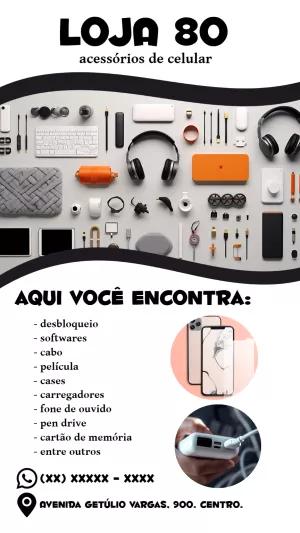 Panfleto para Loja de Celular e Acessórios Editável Online