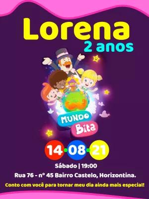 Convite de Aniversário Mundo Bita para Editar Online