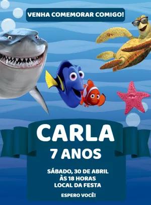Convite de Aniversário Procurando Nemo para Editar Online