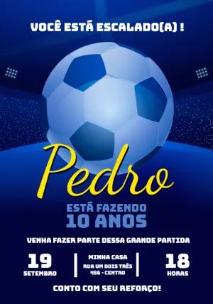 Convite de Aniversário Futebol com Bola para Editar Online