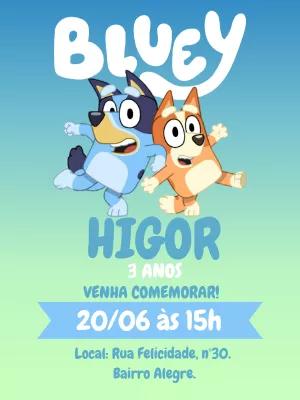 Convite de Aniversário Bluey e Bingo para Editar Online
