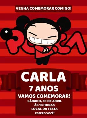 Convite de Aniversário Pucca Editável Online para Imprimir