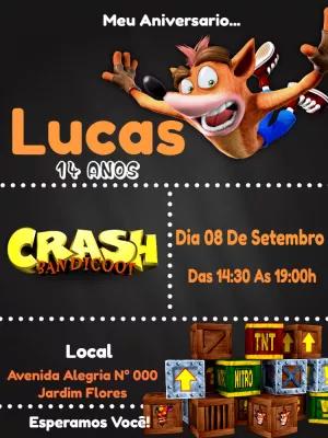Convite de Aniversário Crash Bandicoot para Editar Online