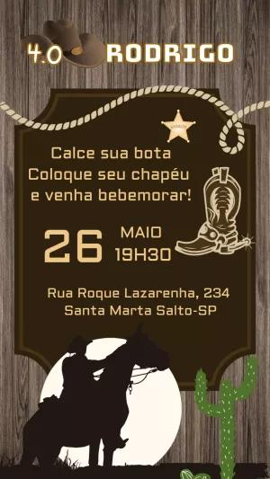 Convite de Aniversário Rodeio Country para Editar Online