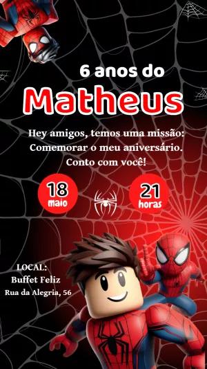 Convite Aniversário Homem Aranha Boneco para Editar Online