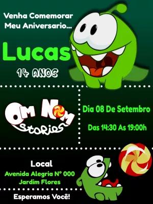 Convite de Aniversário Om Nom Cut The Rope para Editar Online